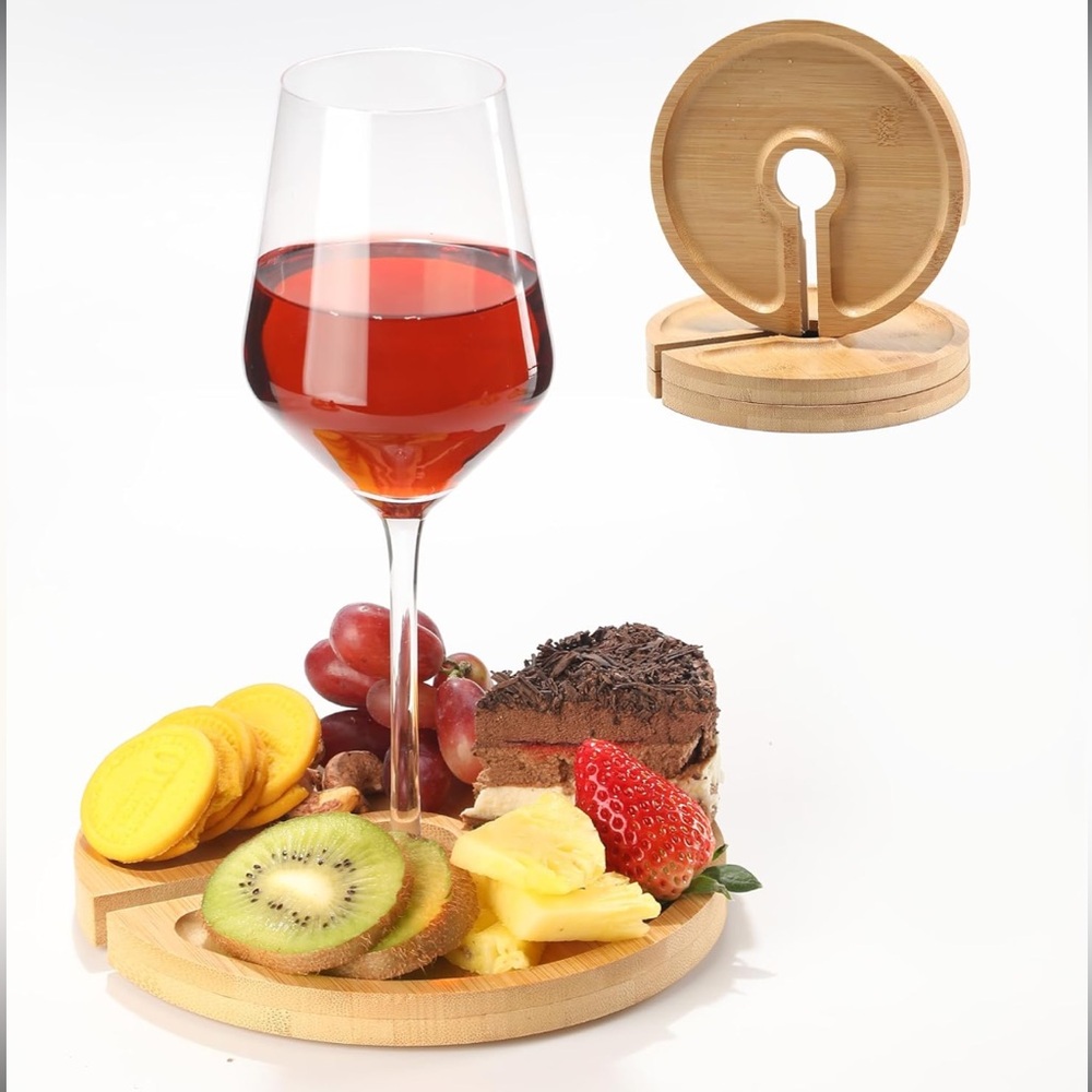 NIB 4 Mini Charcuterie Board Wine Holders